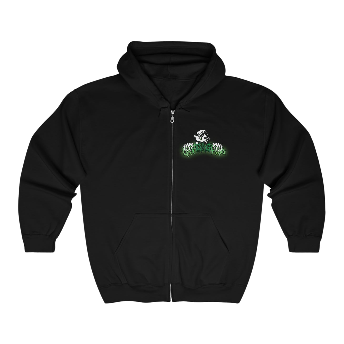 Mini Logo "OffDaGoop" Green Bones Zip-Up Hoodie