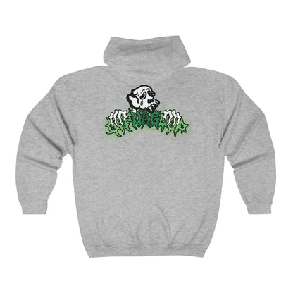 Mini Logo "OffDaGoop" Green Bones Zip-Up Hoodie