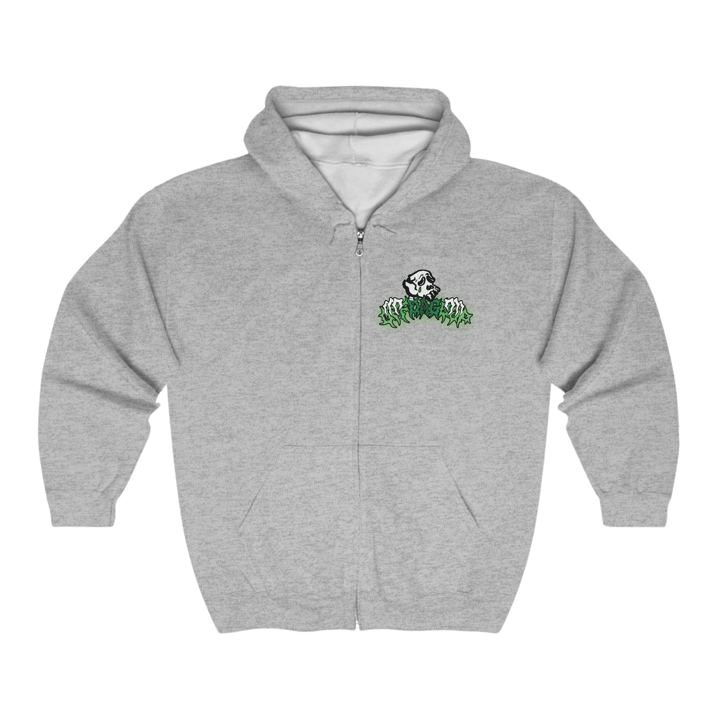 Mini Logo "OffDaGoop" Green Bones Zip-Up Hoodie