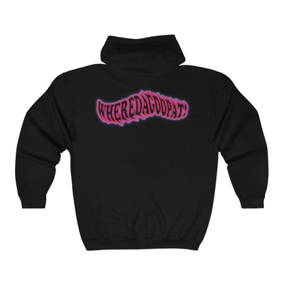 “Wheredagoopat!” Pink Flow Glow Zip-up Hoodie