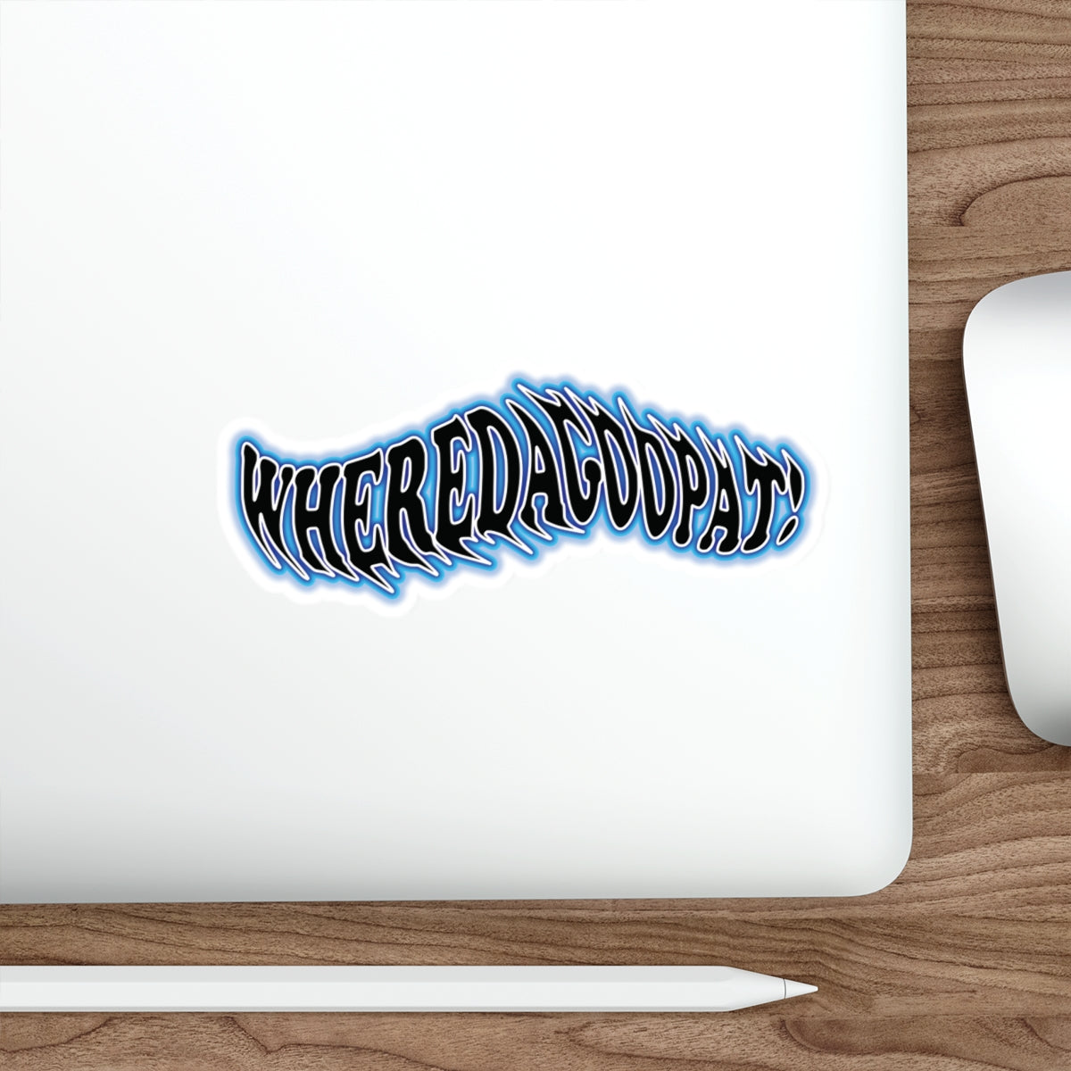 “Wheredagoopat!” Blue Flow Die-Cut Sticker